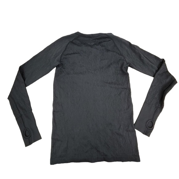 Lululemon Size 4 Rest Less Pullover Crew Neck Black Textured Long Sleeve Top - Picture 2 of 7